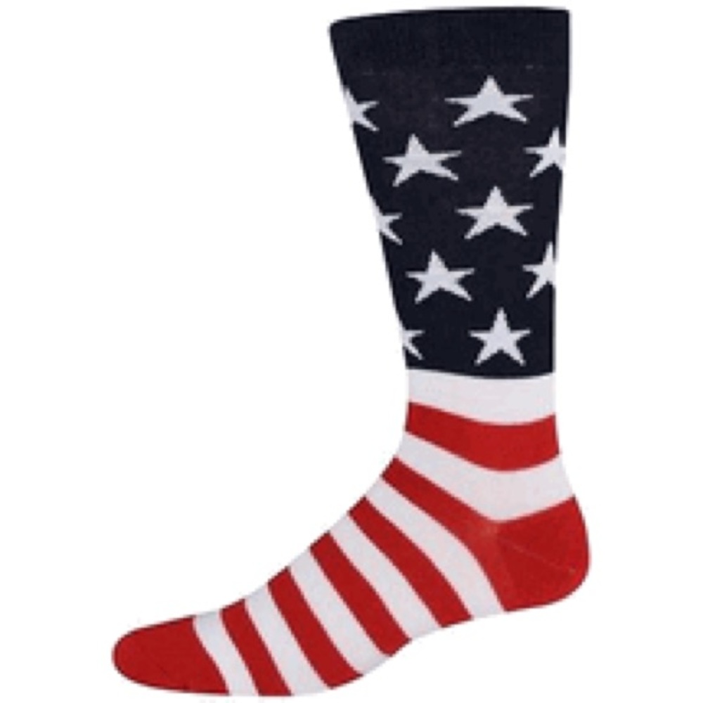 Men’s red white blue Patriotic flag socks NWT
